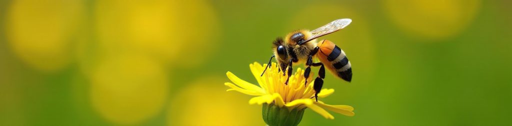 Bee collecting pollen, demonstrating how nature may be the key to menopause relief.