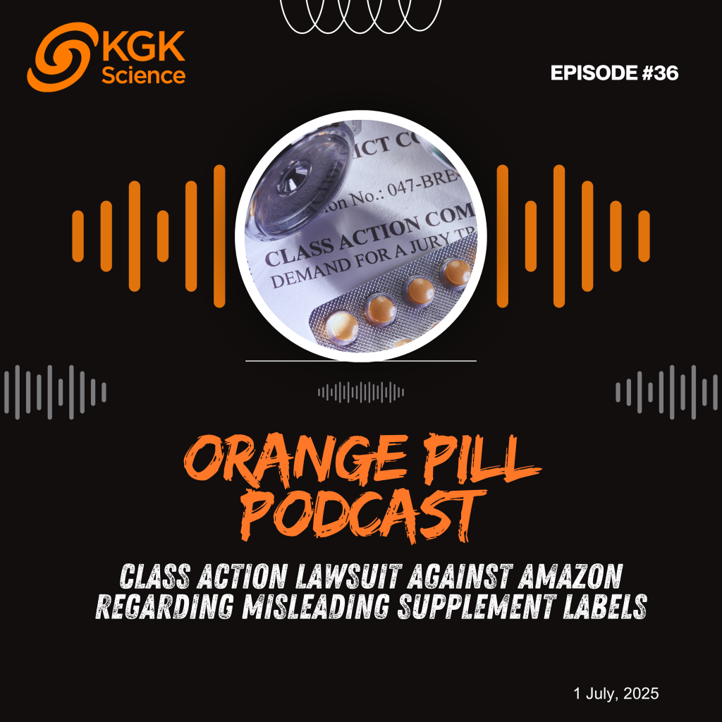 Orange Pill Podcast Cover:Legal document labeled "Class Action" on a desk, symbolizing lawsuits filed against Amazon discussed in the Orange Pill Podcast